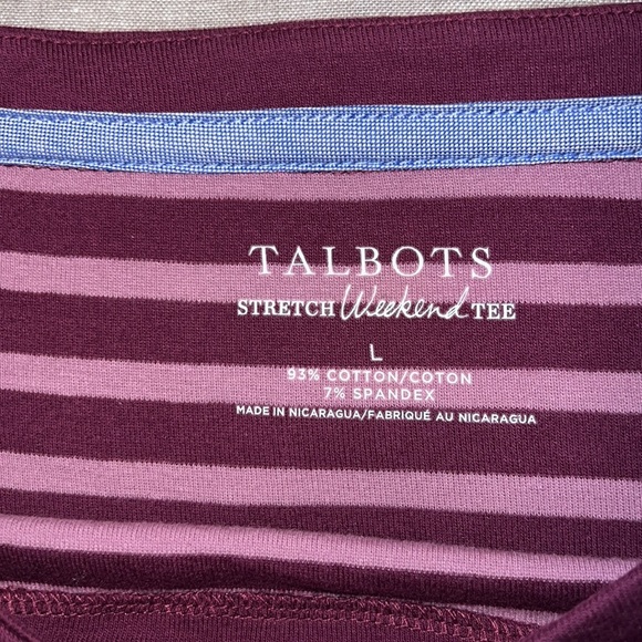 Talbots Striped Stretch Weekend 3 Quarter Inch Sleeve Tee Shirt - Picture 3 of 6